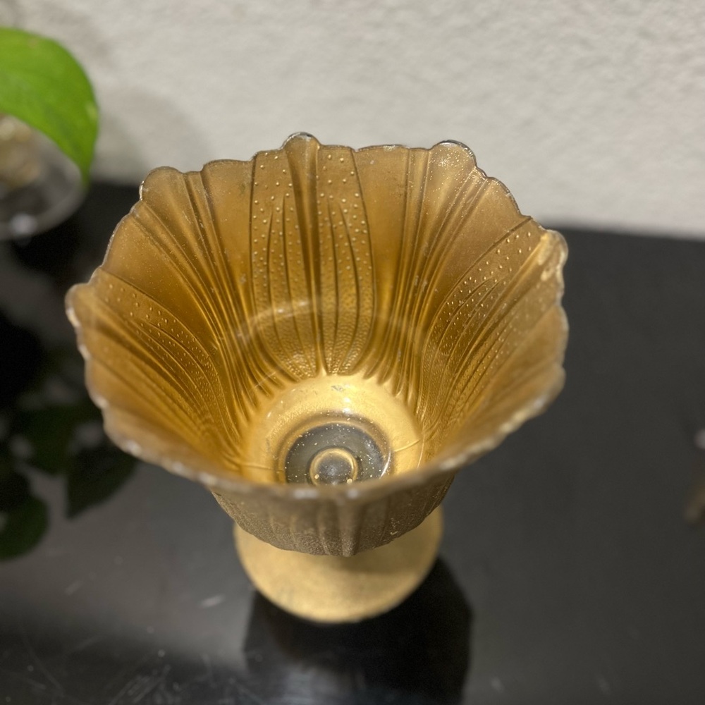 Hand Painted Gold Glittery Bowl Vase Decor